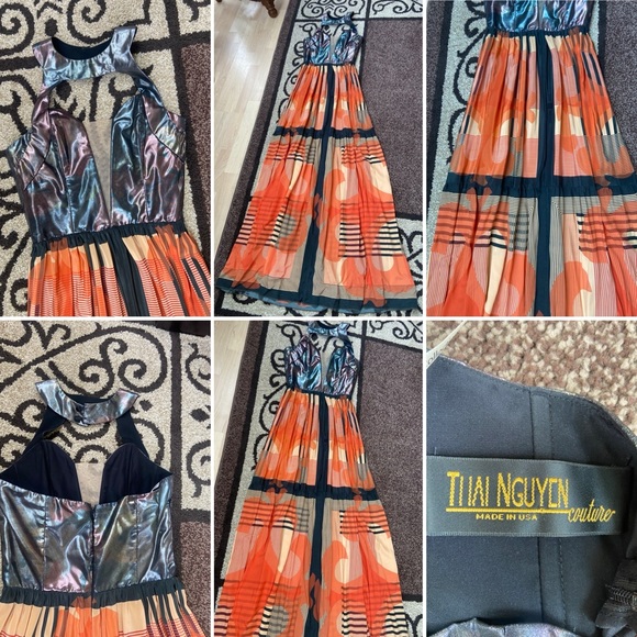 Elegant Multicolor Halter Maxi Dress